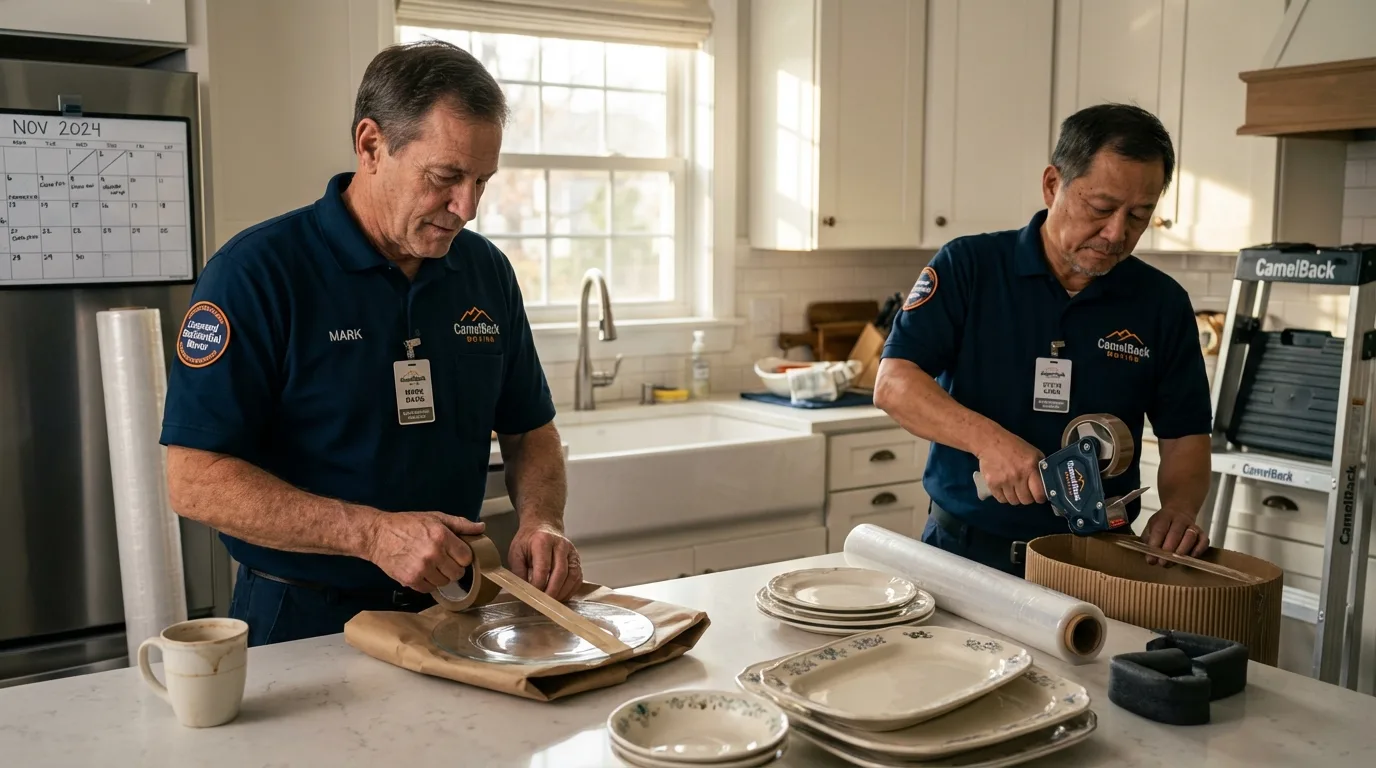 Professional crew packing kitchen dishware in Coal Hill, AR